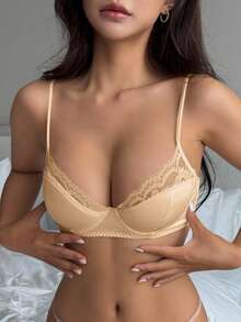 DAZY Spetslappverk Justerbara Spaghettiband Stödjande Kupa Dam-BH Underkläder För Kvinnor - Champagne - Visa 5