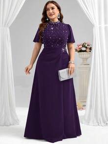 Coutiva 大码正式晚礼服（华丽装饰） - 紫色 - 查看 4