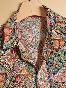 Manfinity BRENVOR 男士花卉圖案短袖鈕扣彩色衣服，假期海灘男友禮物 - 彩色 - 查看 3