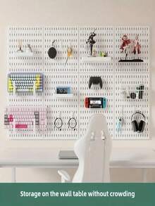 带挂钩和收纳盒的壁挂式收纳整理板，预钻孔的可安装式挂板，适用于厨房、卧室、浴室、书房，也是节省空间的桌面展示和收纳方案，适用于家庭办公室、车库、工作室和手工室。 - 彩色 - 查看 6