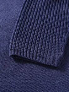 Marvello Homme 男士休闲纯色长袖毛衣，秋冬 - 寶藍色 - 查看 4