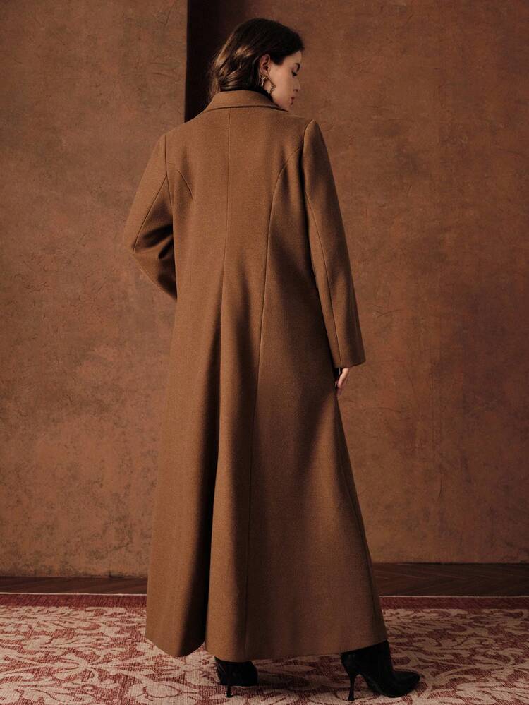 Women's Lapel Cinched Waist Plus Size Overcoat, Winter Coat, New Year, Wedding Luxury Evening Gown, Christmas Attire