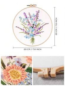 1 set Kit de bordado DIY, diseño de patrón de flores bordado, pintura de hilo a mano, decoración de escritorio, el color de la tabla de bobinado es aleatorio - Multicolor - Ver 6