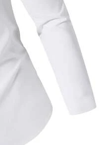 SHEIN 1 件青少年男孩绅士风格米色百搭修身长袖翻领衬衫，优雅学院风个性化休闲外套，适合婚礼、婚礼宾客、花童、戒童