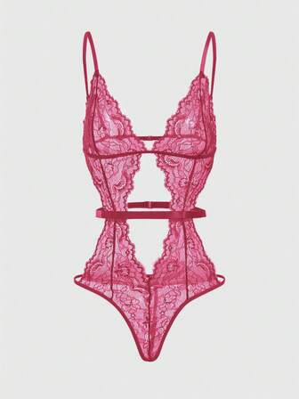 Goth Combinaison sexy à découpes florales en dentelle