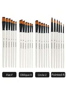 مجموعة فرش دائرية رأس زاوي للفنان 6 قطع الشعر الناعم الأبيض من النايلون ، فرش طلاء للألوان الإكريلك والزيتية والمائية ، للرسم على الجسم والوجه والصخور والقماش للفنانين والطلاب والبالغين، إكسسوارات أعياد الميلاد والأعياد والسنة الجديدة، هدايا عيدية للعودة للمدرسة ومستلزمات المدرسة - Z - مشاهدة 1