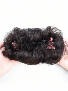1pc Bun Hair Piece Hair Extensions Colored Human Hair Buns For Women Updo Hairpiece Black Brown Extension Beginner Friendly Messy Hair Extensions - Natural Black - View 3