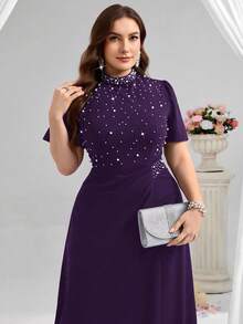 Coutiva 大码正式晚礼服（华丽装饰） - 紫色 - 查看 5