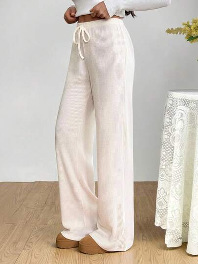 SHEIN Tall Women's Solid Color Casual Loose Wide Leg Pants