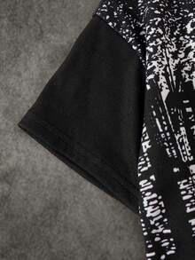 BATMAN X SHEIN 年轻男孩休闲卡通人物图案圆领落肩宽松针织T恤 - 深灰色 - 查看 3