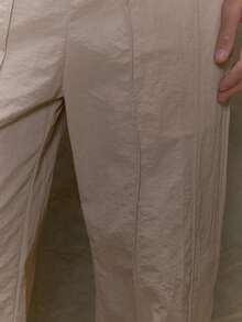 Musero Men Straight Leg Double Pinch Stitch Detailing Bottom Only Fall/SPRING SUMMER - Khaki - View 2