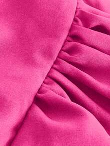 Maweii Váy dệt tay bồng đơn giản thanh lịch cỡ lớn mùa hè cho nữ - Màu Hồng Tươi - Xem 6