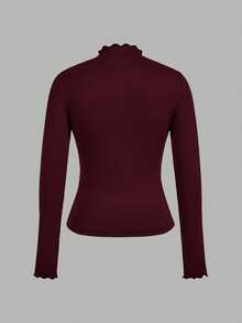 SHEIN EZwear 3件套休闲简约紧身长袖T恤，黑色、酒红色、白色，适合秋冬 - 彩色 - 查看 4