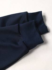 Manfinity Homme 男士刺绣长袖休闲连帽卫衣，海军蓝，高品质，街头风，刺绣，男士连帽衫 - 藏蓝色 - 查看 5