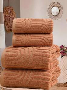 QIBHI 1/2/3pcs 100% Cotton Jacquard (Lightweight) Fabric, Not Thick, Choose Towel/Bath Towel, Multiple Sizes Available, Convenient For Home Use And Travel, Guest Use, Cotton Terry, Absorbent And Soft, Suitable For Bathroom, Swimming Pool, Luxurious Choice Of Your Preferred Size - Orange - View 1