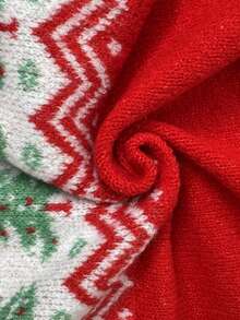 SHEIN Raffinéa 女士休闲时尚简约百搭通勤修身圆领喇叭袖圣诞树图案圣诞毛衣，秋冬