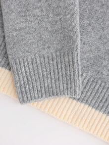 SHEIN Franclia 女式灰色圆领 3D 花卉休闲百搭时尚羊毛混纺针织套头衫