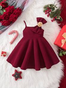 Cute & Elegant Burgundy Knit Camisole Dress For Baby Girl - Burgundy - View 8