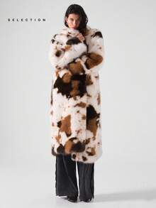 LYSMO SELECTION 2025 Toamnă minimalistă pentru femei/Paltoane lungi și pufoase din blană artificială pentru femei SELECTION/Modă pentru iarnă/Costume de Halloween pentru femei/Îmbrăcăminte de Crăciun pentru femei/Coșmar înainte de Crăciun/Petrecere/Haine de iarnă/Topuri maro/Paltoane termice din blană artificială cu guler înalt/Paltoane cu imprimeu leopard/Paltoane cu imprimeu ghepard - Multicolor - Vizualizare 5