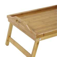 竹制床头桌托盘早餐托盘带折叠腿床上托盘用于用餐和笔记本电脑服务托盘适用于卧室小吃托盘床头桌绘图桌 - 彩色 - 查看 7