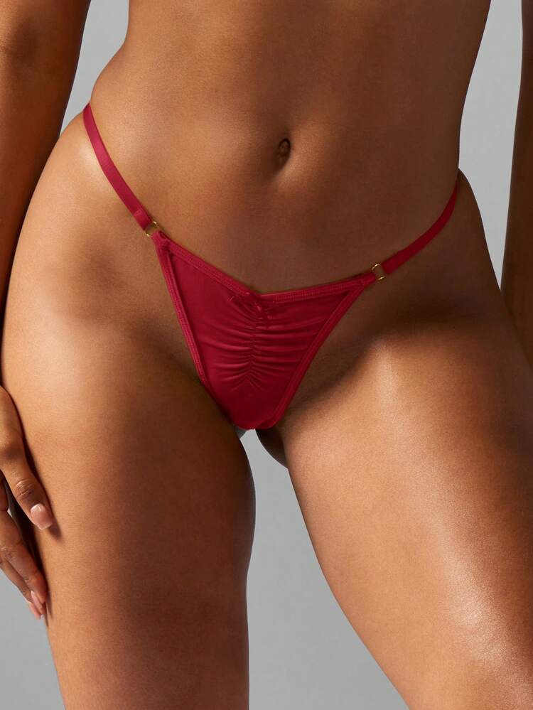MISSGUIDED Ruched Front Thong Underwear With Low Rise Waistband And Minimal Coverage