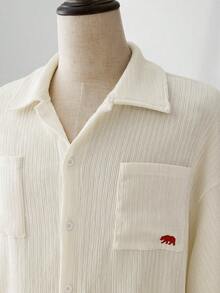 ESTAVOR Camicia casual a maniche lunghe tinta unita da uomo