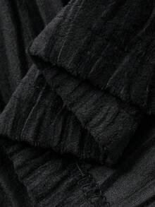 FRIFUL 女式纯色弹性腰部纹理面料直筒宽松裤