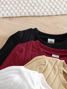 4 件套 Babygirl 休闲可爱针织弹力纯色上衣，适合秋冬季作为内衣 - 彩色 - 查看 6