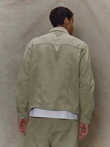 Musero Long Sleeve Tops Hidden Button Through Denim Jacket Fall Winter Autumn - Khaki - View 5