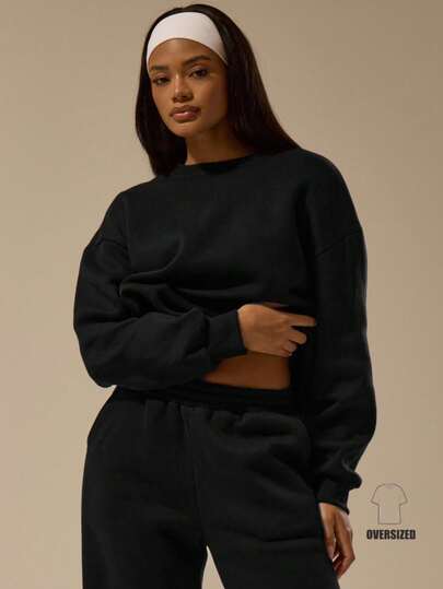 MUSERA ESSENTIALS Sudadera de cuello redondo oversize para otoño e invierno, de vuelta al colegio, casual y relajada para uso diario, básica para Navidad y Acción de Gracias