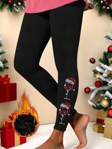 EMERY ROSE Plus Size Casual Leggings, Suitable For Autumn/Winter, Relaxed Vacation Vibe - Black - View 1