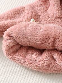 Cozy Pixies Baby Girl Cartoon Rabbit Applique Thermal Lined Hooded Long Sleeve Pullover Sweatshirt - Pink - View 6