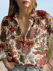 EMERY ROSE Retro Printed Women's Casual Shirt, Suitable For Daily Wear - Multicolor - View 3
