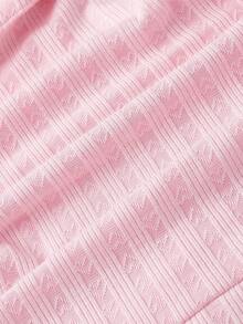 SHEIN MOD Áo thun nữ màu trơn, tay bồng, trễ vai, đính nơ, kiểu dáng thời trang, màu hồng, thích hợp mặc dự tiệc, thanh lịch, phù hợp cho ngày Valentine, mùa xuân, đi biển, kỳ nghỉ hè. - Hồng - Xem 4