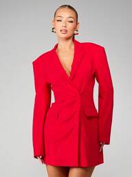 MISSGUIDED Vestido blazer de doble botonadura con cintura estructurada y hombros acolchados para ocasiones profesionales, de oficina, formales y de noche