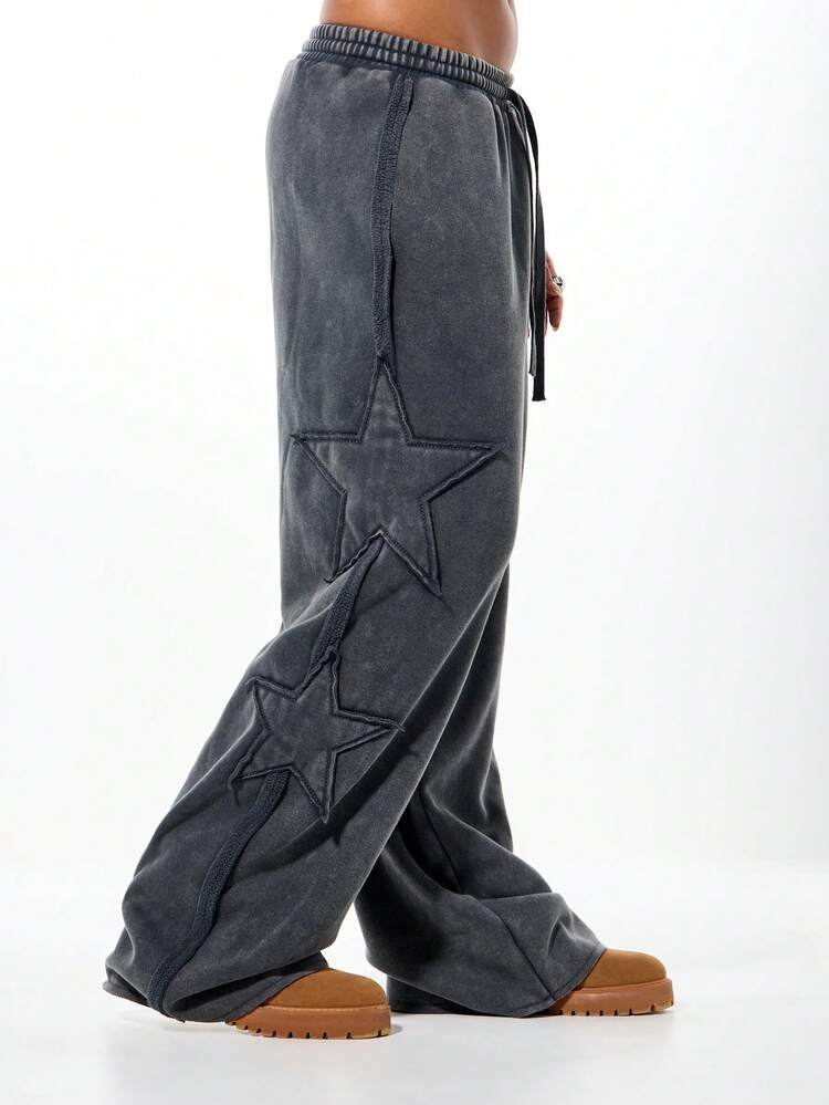 SUMWON WOMEN Oversized Star Detail Washed Joggers