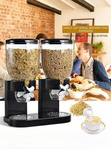 [Giải pháp lưu trữ nhà bếp] Hộp đựng ngũ cốc ăn sáng hai ngăn sáng tạo, hộp đựng yến mạch chống ẩm màu đen - màu đen - Xem 11