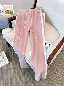 Franclia 立领拉链落肩上衣+拼布斜口袋休闲裤 - 粉色 - 查看 4