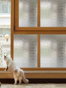1 Roll Vintage Geometric Pattern Glass Film, Privacy Window Film, Glass Window Sticker, Reusable Non-Adhesive Glass Decoration For Home And Office