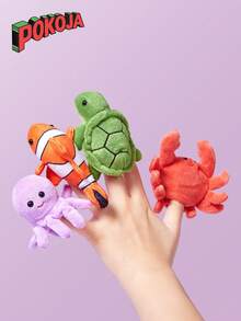 1pc Funny Ocean Series Animal Finger Puppet Plush Doll, Mini Shark, Orca, Turtle, Crab, Octopus, Clownfish Finger Puppets, Parent-Child Interactive Doll, Children's Birthday Gift - Multicolor - View 8