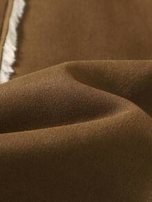 Franclia 女士厚仿麂皮和毛皮衬里夹克，秋冬 - 駝色 - 查看 6