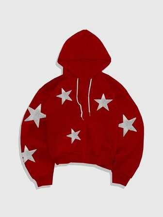 Street Life sweat-shirt à capuche décontracté pour hommes avec imprimé étoile et cordon de serrage, automne