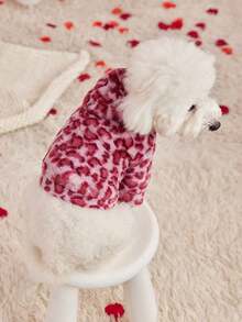 PETSIN 1pc Pet Universal Autumn/Winter Pink Leopard Fluffy Print Stylish Warm Dog Hoodie Sweatshirt - Multicolor - View 5