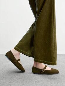 CUCCOO BIZCHIC Women's Fashion Commuter Versatile Casual Mary Jane Flat Shoes - Army Green - View 3