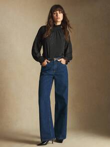 BizChic Áo kiểu tay phồng cổ cao màu đen mới mùa Thu/Đông 2025 với họa tiết thêu chỉ kim loại, thanh lịch, phù hợp cho công sở, đi làm hàng ngày, lãng mạn, phong cách thập niên 90, Giáng sinh và Năm mới. Thích hợp cho Lễ Tạ ơn, tiệc tùng, đi biển, lễ tốt nghiệp, kỳ nghỉ, dự đám cưới, tiếp khách, hẹn hò, tiệc tùng, buổi hòa nhạc, bữa ăn sáng muộn, sân bay. - màu đen - Xem 3