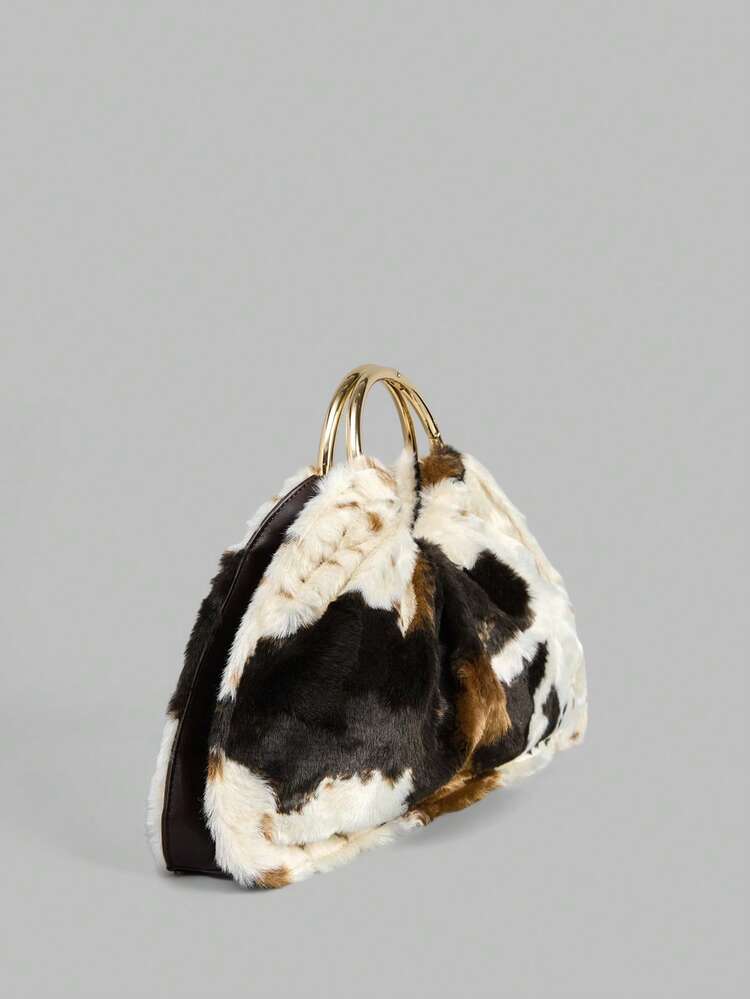 Women's Minimalist Cow Pattern Handbag