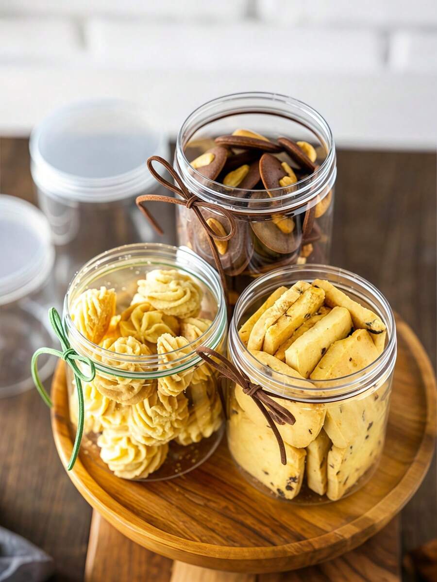 10 lọ nhựa trong suốt có nắp | Hộp tròn kiểu Mason có thể tái sử dụng đựng trái cây khô, mật ong, các loại hạt và đồ dùng nhà bếp - Trong sáng - Xem 1