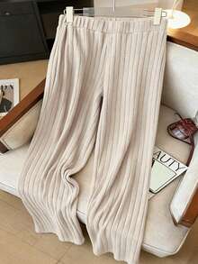 Regalyn Conjunto de 2 piezas de top de manga larga acanalado y pantalones para mujer de talla grande