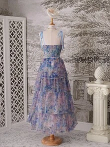 SHEIN MOD 浪漫花卉印花法式连衣裙，非常适合正式派对 - 彩色 - 查看 2