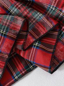 SHEIN Playful Pals Vestido casual de princesa de manga larga con bloqueo de color a cuadros y decoración de lazo 3D para niñas, vestido informal para primavera/otoño - Negro - Ver 6